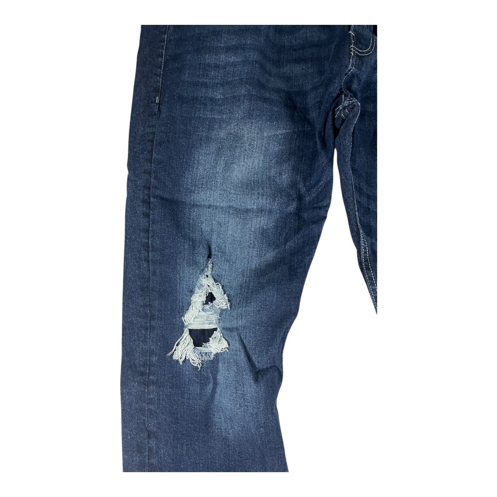 Dash Denim Men's Slim Fit Distressed Ripped Dark Wash Jeans Size 46x32 - Picture 5 of 16